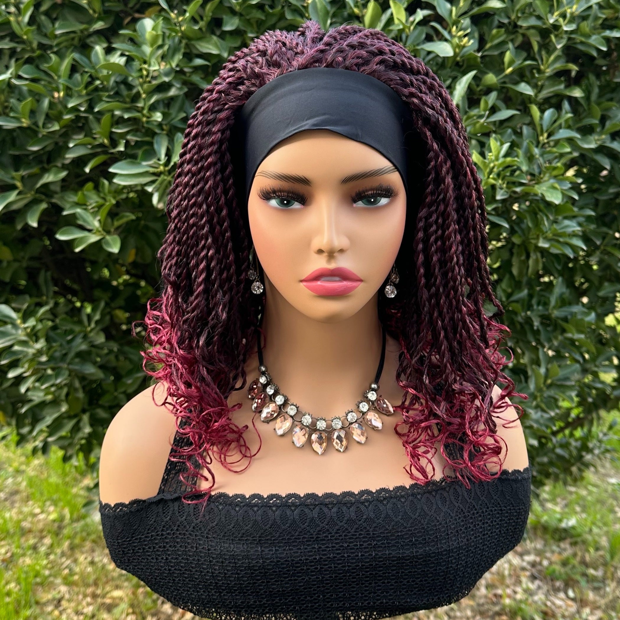 Flattering Short Box Braided Headband Wig - Virtually Heatproof, Effortless Crochet Style - Superb Synthetic Hair for Black Women - Fashionable Bob, Secure Machine Made Wig
